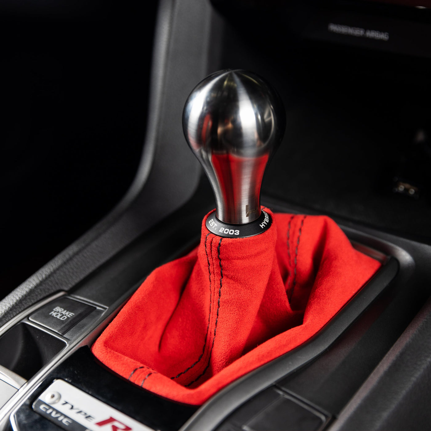 HYBRID RACING ALCANTARA SHIFT BOOT (16-21 HONDA CIVIC) RED