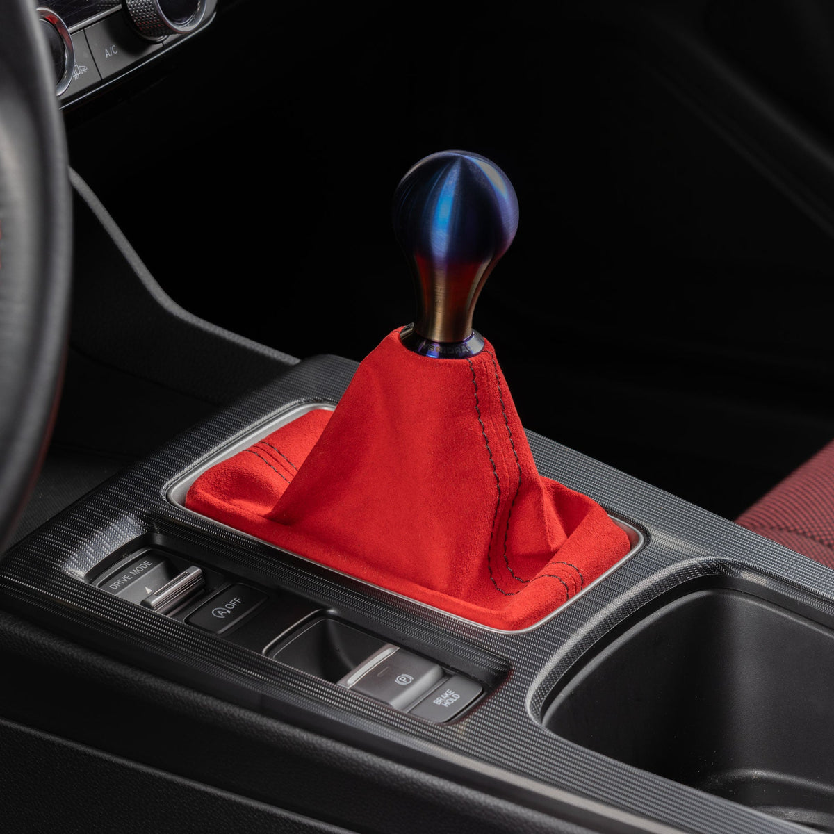 Hybrid Racing Alcantara Shift Boot (22+ Honda Civic) RED