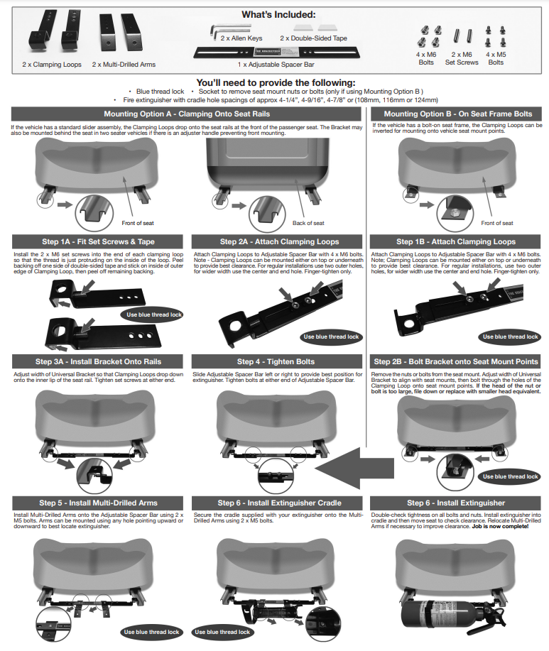 Fire Extinguisher Seat Rail Mount (can fit Element Fire extinguishers)
